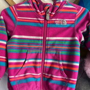 The North Face Infant 6-12 M Pink Striped Fleece Jacket